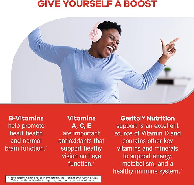 Geritol, Multivitamin Supplement, Contains B-Vitamins, Antioxidants, Vitamins C, E & D and Iron, 26 Essential Vitamins and Minerals, Gluten-Free, Non-GMO, No Artificial Sweeteners, 100 Tablets