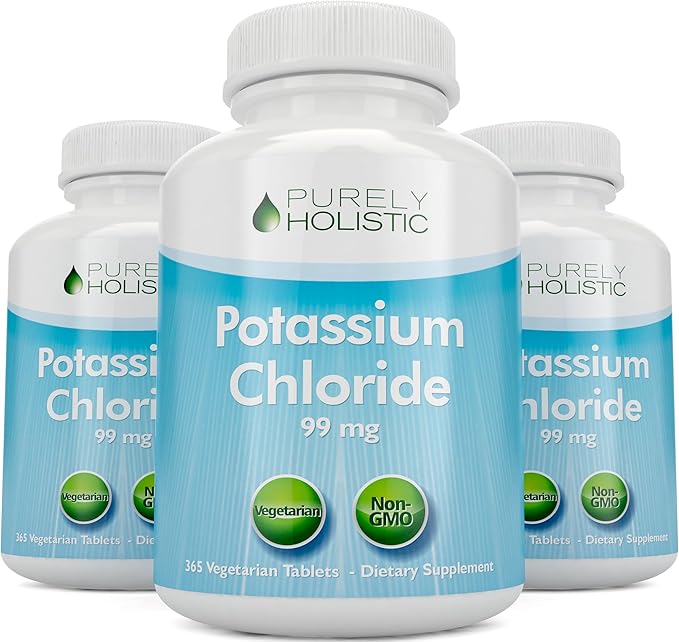 Potassium Chloride Supplement | 1 Year Supply | Heart & Circulatory Health Support | With Potassium 99mg Per Serving for Electrolyte & Fluid Balance Support | Gentle on Digestion | Non-GMO | 365 Ct
