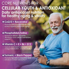 Melatonin 100mg for Antioxidant & Cognitive Health, Ultra High Dose Melatonin with CoQ10, Turmeric, Trans-Resveratrol, Vitamin B12 C E for Brain Anti-Aging, Cellular Repair and Energy, 75 Softgels