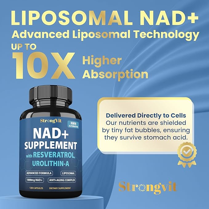 NAD Resveratrol Supplement for Women & Men. Support Cellular Health, Energy + Healthy Aging. High Potency Blend, Plus Third-Party Lab Tested in USA (120 Capsules)