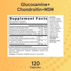 Jarrow Formulas Glucosamine, Chondroitin, and MSM Capsules; Joint Support Supplement with Vitamin C and Manganese, Bone & Joint Health, 120 Capsules, 30 Day Supply