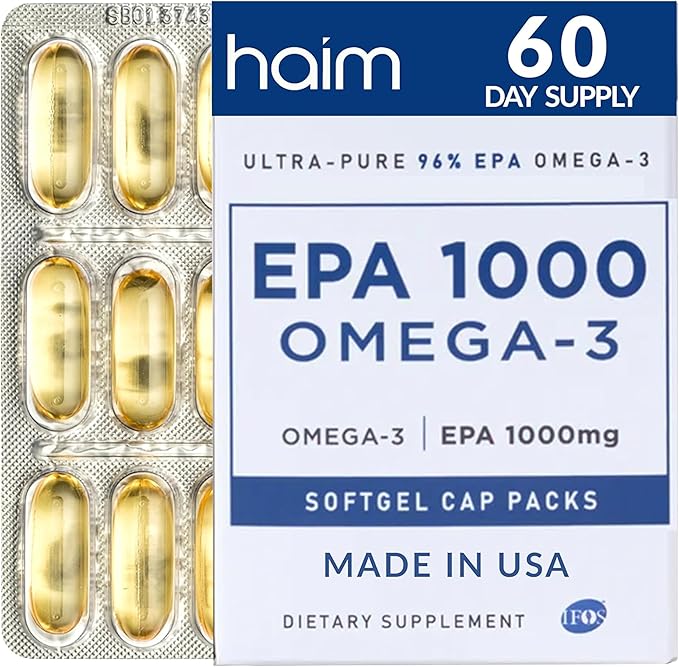 HAIM EPA1000 – High-Potency EPA Fish Oil Supplement – 1,000mg Omega-3 for Heart, Brain & Joint Health – Pure, Burpless Capsules – 60 Softgels – Made in USA