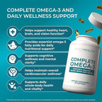 PUREHEALTH RESEARCH Complete Omega 3 Fish Oil Softgels - Omega-3 Fatty Acid Supplements for Women & Men - EPA DHA Supplement for Hearth, Brain & Vision Support - Non-GMO- 90 Soft Gels