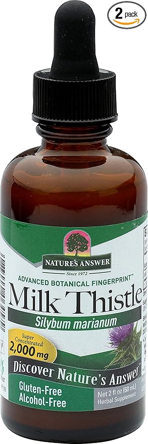 Natures Answer Milk Thistle, Alcohol-Free, 2,000 Milligram, 1 fl oz (30 Milliliter) - Pack of 2