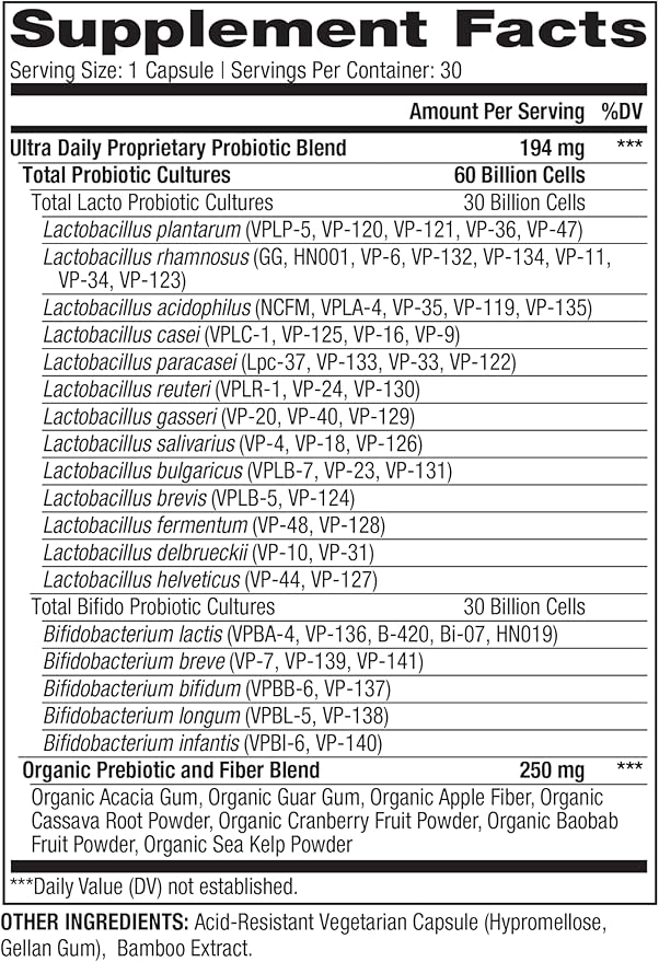 Vital Pro Naturals - Ultra Daily Probiotic Plus Prebiotics 30 Capsules