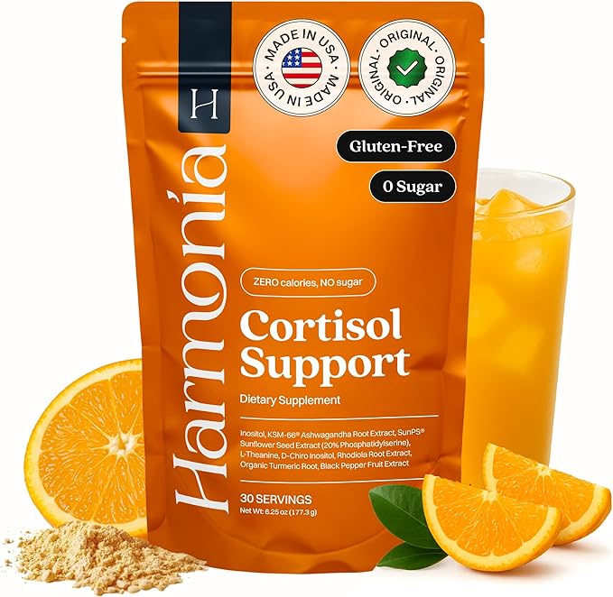 Harmonia Cortisol Cocktail | Cortisol Supplements for Women & Men with Ashwagandha, Magnesium & L-Theanine | Drink Harmonia for Stress Relief, Weight Management & Sleep Support (1 Pack x 30 Servings)