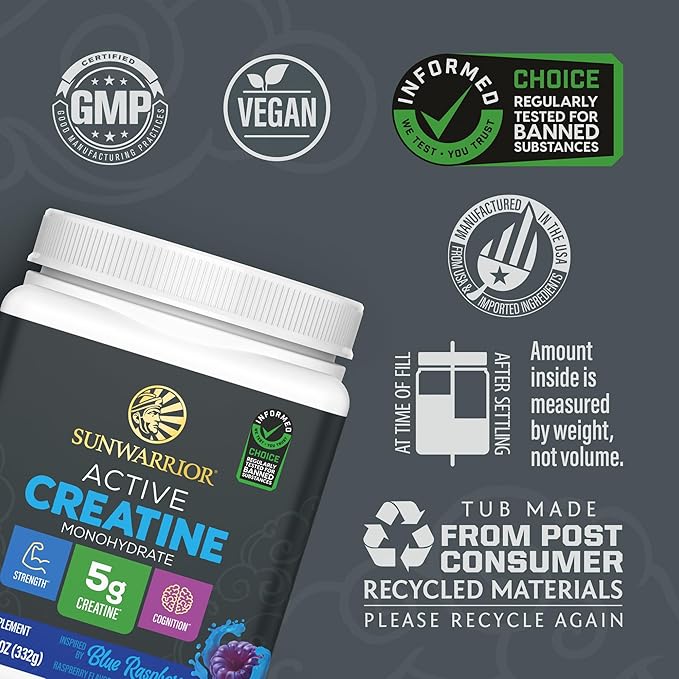 Creatine Monohydrate Powder Micronized PreWorkout Recovery Supplement | Support Muscle Building, Strength Training, Cognition | Vegan & Keto Friendly Easily Mixes (50 Servings) Blue Raspberry Flavored