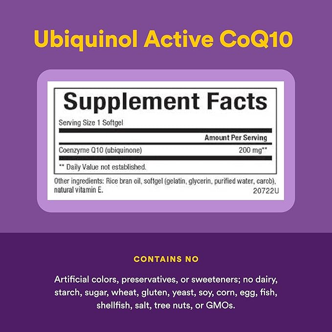 Natural Factors Coenzyme Q10 - Antioxidant Support Supplement Supports Cellular Energy Production - Better Absorption Aids Healthy Heart Function - 200 mg, 30 Softgels (30 Servings)