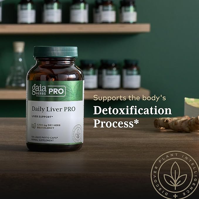 GAIA HERBS PRO Daily Liver Pro - Natural Liver Support - with Milk Thistle, Licorice Root, Turmeric Root & More - Vegan, Organic & Gluten-Free - 120 Liquid Phyto-Caps (60 Servings)