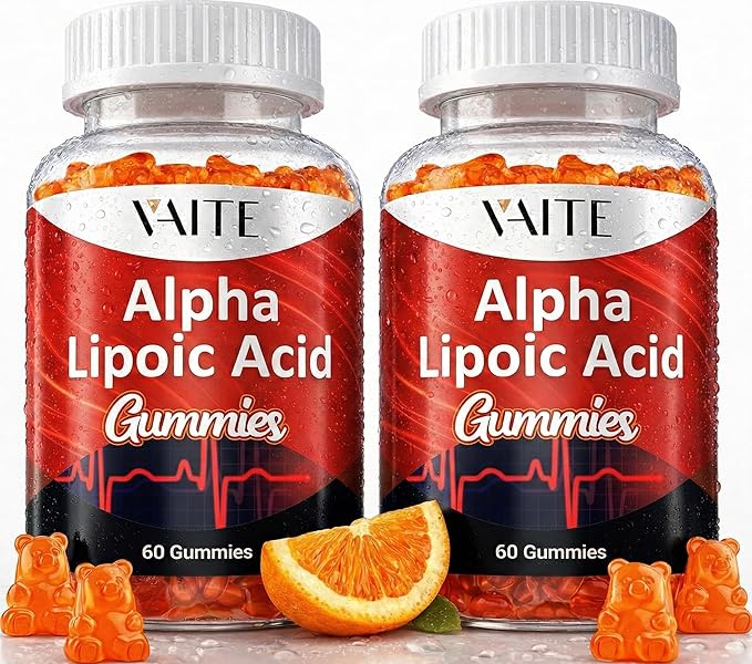 Alpha Lipoic Acid Gummies – Extra Strength ALA Antioxidant Supplement for Brain Health and Nerve Support – Non-GMO, Vegan, Gluten-Free – 60 Chewable Supplements for Antioxidant and Pain Relief (2pack)