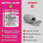 Methylated Multivitamin for Women Vitamins B6 Methyl B12 A B C D K E Folate Choline Omega 3 Thiamine Riboflavin Iron Iodine Magnesium Zinc Selenium Copper Calcium 90 Capsules by Clean Nutra