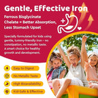 Iron Supplement Gummies for Kids, Kids Multivitamin with Iron Gummies - Zinc, Vitamin B Complex, A, C, D3, B12, Folate for Blood Builder & Energy Support, Iron Deficiency, Vegan Cherry 60ct