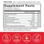 FORCE FACTOR Vitamin B Complex to Support Energy, Vitality, and Heart Health, Includes Vitamin B1, Vitamin B2, Vitamin B3, Vitamin B6, Vitamin B12, and More, Vegan, Non-GMO, 60 Vegetable Capsules