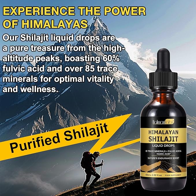 Shilajit Pure Himalayan Organic Resin Drop, Pure Himalayan Shilajit Resin Liquid Gold Supplement, Shilajit Organic Drop Rich in 85+ Trace Minerals, Shilajit for Men & Women (2.02 Fl Oz (Pack of 2))