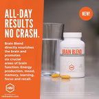 NBI Brain Blend for Memory, Focus, Concentration, Cognitive Function for Men & Women | Caffeine-Free with ALCAR, Alpha Lipoic Acid, Huperzine A, Turmeric | Nootropic | 120ct Capsules