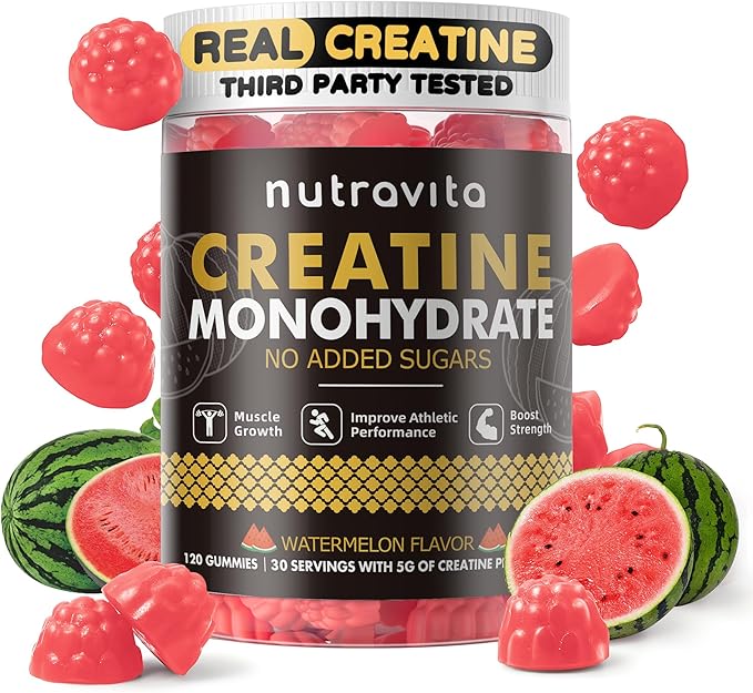 NSF Certified Creatine Gummy - Creatine Monohydrate Gummies for Men & Women, Creatine Monohydrate for Muscle Strength, Muscle Builder, Energy Boost, Pre-Workout Supplement(120 Count)-Watermelon Flavor