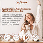 LeafLea 40 Cinnamon Tea Bags, 100% Natural Ground Cinnamon Stick Herbal Tea, Spiced and Warming Flavor for Relaxation, Caffeine-Free, Sugar-Free, Non-GMO, Vegan