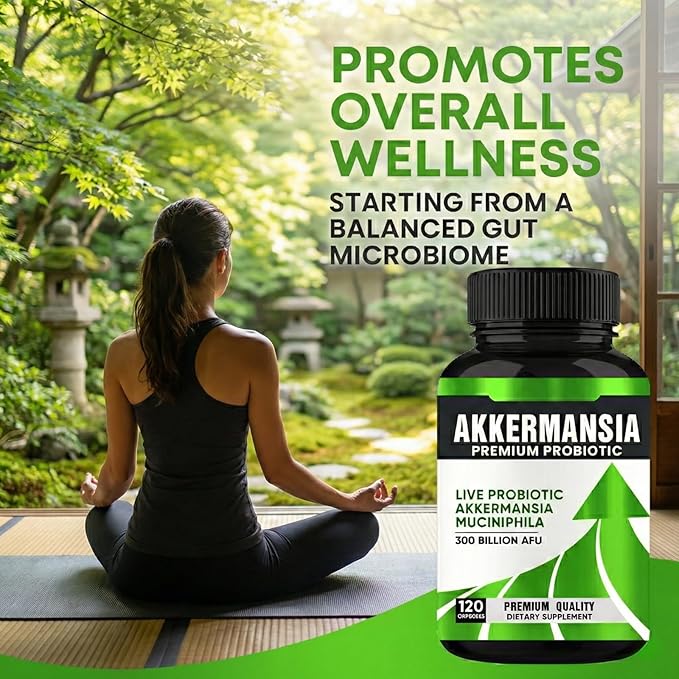 Akkermansia Probiotic Supplement, (120 Count) Akkermansia Muciniphila, High-Potency Formula for Gut Health & Immune Support, 300 Billion CFU, Vegan