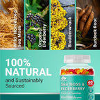 BIO VITALICA Irish Sea Moss Gummies with Elderberry – USA Made Vegan Gummies with Vitamin C, D & Zinc – Immune Support Supplement with Bladderwrack & Burdock Root for Adults & Kids – 3 Packs