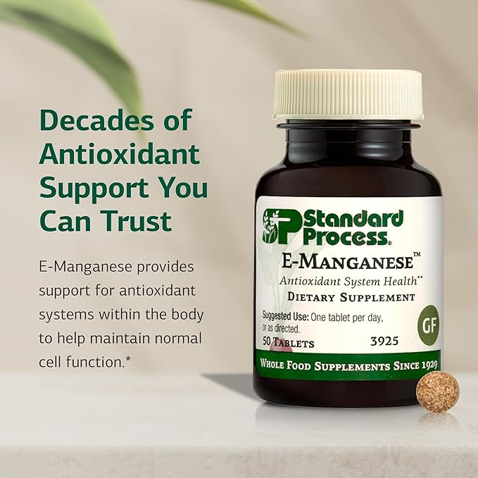 Standard Process E-Manganese - Antioxidant Health Support - Whole Food-Based Supplement with Vitamin E & Manganese - Supplement to Aid Cellular Health - 50 Tablets