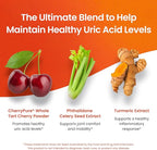 3 in 1 Uric Acid Flush Cleanse – Tart Cherry Extract with Turmeric & Celery Seed Supplement Purge - Feet and Joint Support - 60 Veggie Capsules