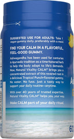 Natural Vitality Calm Ashwagandha Gummies | Tropical Punch Flavor | Concentrated Extract | Vegan & Gluten Free Herbal Supplement | 60 Count