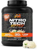 Muscletech Whey Protein Powder (Vanilla Cream, 4LB) - Nitro-Tech Ripped Whey Protein Isolate & Peptides Smoothie Mix for Lean Muscle & Fast Recovery - 30g of Whey Protein for Women & Men