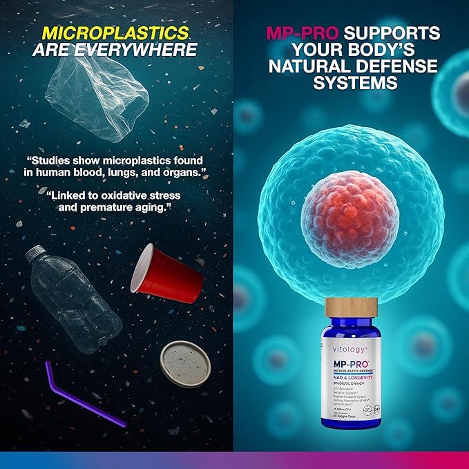 MP-PRO Microplastics Defense | 15 Billion CFU Probiotic + Antioxidant Blend | NMN, NAC, Glutathione, Resveratrol & Charcoal | Supports Cellular Detox, Longevity & Gut Health – 60 Capsules