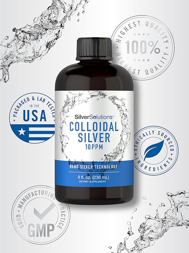 Carlyle Colloidal Silver | 10 PPM | 8 oz (236 mL) | Nano Silver Technology Solutions | Vegetarian, Non-GMO, & Gluten Free Supplement
