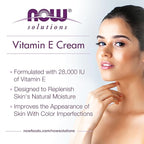 NOW Foods Solutions, Vitamin E Cream 28,000 IU, Intense Moisture, Concentrated Vitamin E, 4-Ounce