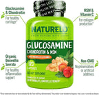 NATURELO Glucosamine Chondroitin MSM with Boswellia and Vitamin C - Supplement for Joint Comfort, Mobility, and Strength - 120 Capsules