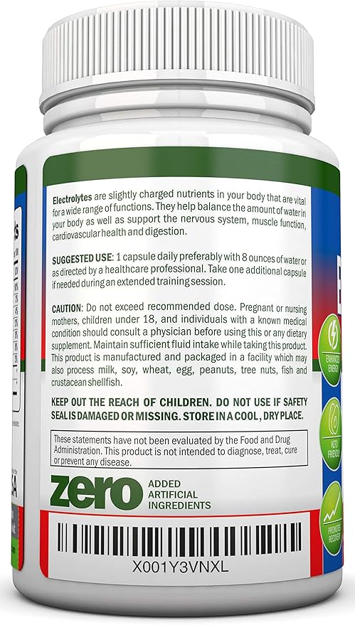 Electrolytes - 100 Natural Electrolyte Replacement Capsules - Premium Keto Friendly Pills - No Sugar - Great for Hydration, Renewal & Revitalizing - Trace Minerals Potassium, Magnesium, Sodium Salts