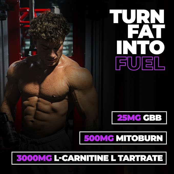 Huge Supplements Liquid L-Carnitine 3000, Superior Potency Infused with 500mg MitoBurn & 25mg GBB, Premium Stim-Free Thermogenic Fat Burner & Energy Boost, Convenient Pump Top, 32 Oz (60 Servings)