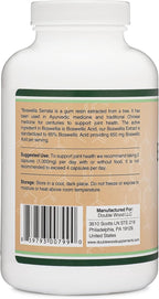 Boswellia Serrata - 240 Capsules (Max Strength 1,000mg of 65% Boswellic Acid Extract) Boswellia Extract Capsules (Joint Support Supplement for Joint Health) Third Party Tested by Double Wood