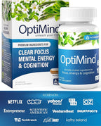 Optimind Brain Supplement for Memory and Focus, Nootropic with Synapsa®, Phosphatidylserine, Vitamin B1 B12, Non-GMO, Mental Clarity, Cognitive Support, Clinically Studied Ingredients, 32 Capsules