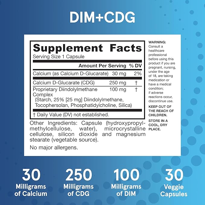 Jarrow Formulas - DIM + CDG Veggie Capsules - - DIM & CDG Supplement - for Hormone Balance - Non-GMO - Gluten Free,30 Count (Pack of 2)