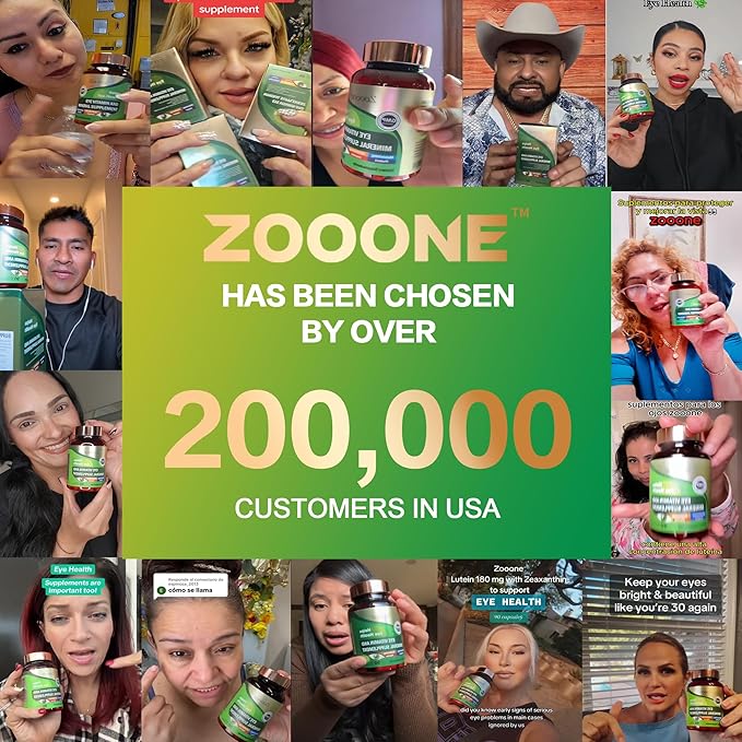 zooone- 60pcs Lutein Eye Vitamins Supplement Nutritional Supplement for Macular Health & Dry Eye Support, Contains Lutein, Zinc, Vitamins C/E & Zeaxanthin