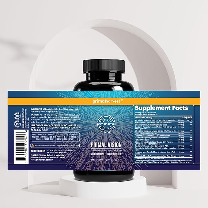 Primal Harvest Collagen Powder & Vision Supplements for Women and Men Vision and Eye Support Complex with Lutein, Zeaxanthin Bundle