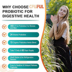 Probiotics for Women & Men - 300 Billion CFU, 24 Strains Probiotic + 15 Organic Herbs Prebiotics Blend, for Overall Digestive Gut Health, Immune, Constipation & Bloating, Shelf Stable - 4 Month Supply