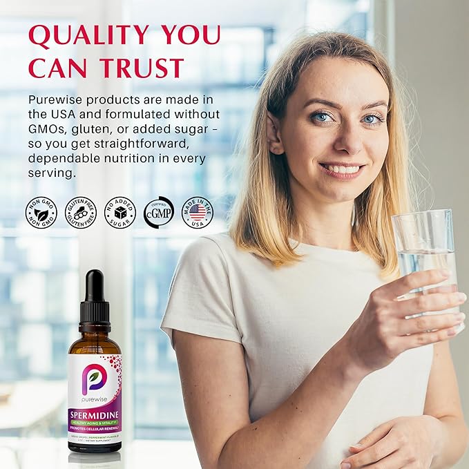 Spermidine Liquid Drops — Cellular Renewal & Healthy Aging Support, High-Potency 40 mg, Organic Peppermint Flavor, Bioavailable Polyamine Supplement — 2 fl oz