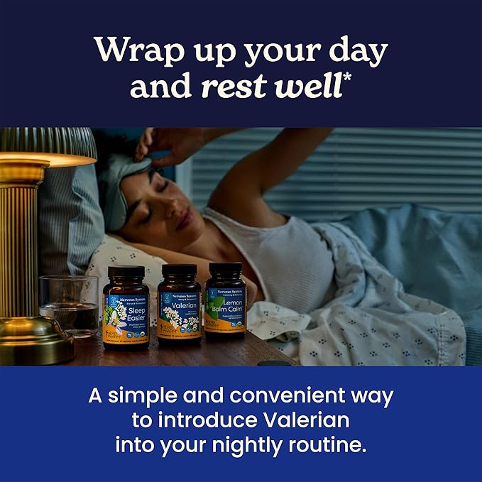 Herb Pharm Valerian Root Sleep Support Capsules: Certified Organic Sleep Aid for Adults Valeriana Extract for Relaxation, Non-Bitter, Melatonin Free, Vegan, ~30-60 Day Supply, 60 Capsules*