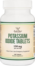 Potassium Iodide 130mg Tablets - Emergency Use for Exposure - 180 Count, 3 Month Supply - Double Wood Supplements (Pack of 2)