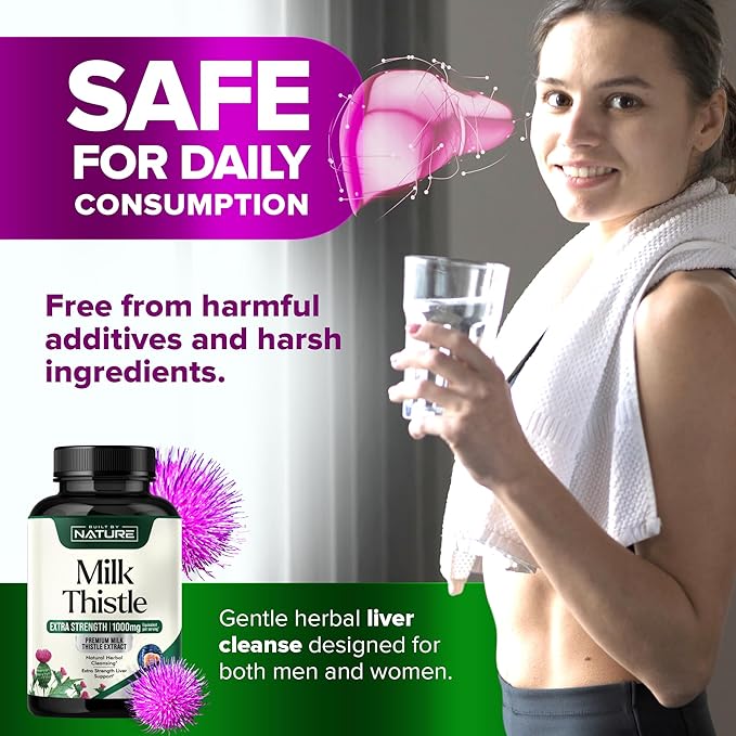Built by Nature Milk Thistle Liver Detox Supplement with Silymarin Extract & Dandelion Root – Gentle Herbal Liver Cleanse for Men & Women - Liver Health Support - Non-GMO - 120 Veggie Capsules