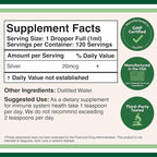 Colloidal Silver Liquid 20 PPM - 4 Fl OZ (Plata Coloidal with Dropper) 99.9% Pure, Gluten Free, Non-GMO by Double Wood Supplements