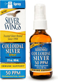 Natural Path Silver Wings Colloidal Silver Liquid - Daily Immune Support Supplement - 50ppm (250mcg) - 2 fl oz Spray