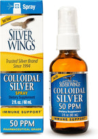 Natural Path Silver Wings Colloidal Silver Liquid - Daily Immune Support Supplement - 50ppm (250mcg) - 2 fl oz Spray