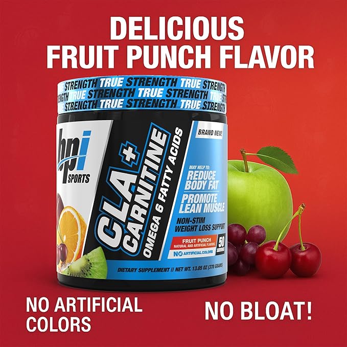BPI Sports CLA+Carnitine – CLA L Carnitine & Linoleic Acid – L Carnitine Supplement for Weight Loss, Metabolism & Lean Muscle – Caffeine Free – Fruit Punch – 50 Servings – 12.34 oz