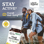 Wild & Organic Black Maca Root Capsules for Women & Men 500 mg - Maca Root Extract for Overall Support - 60 Vegan Capsules - Men & Women Supplement - 60 Days Supply - Non-GMO, No Fillers, Gluten-Free