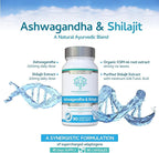Ashwagandha & Shilajit - Ashwagandha KSM-66 1000mg & Purified Shilajit Extract 200mg (50% Fulvic Acid) - No Artificial fillers, Binders or Flow Agents - Suitable for Vegans