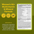 Natural Factors Whole Earth & Sea Women's 50+ Multivitamin & Mineral - Daily Multivitamin with Calcium, Selenium & More - Supports Bone & Brain Health - 120 Tablets (60 Servings)